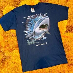 90s/Y2K Vintage Graphic Shark Cotton T-shirt, Myrtle Beach, South Carolina